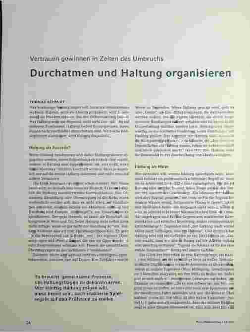 Vorschauseite 1: Vertrauen gewinnen in Zeiten des Umbruchs. Durchatmen und Haltung organisieren.