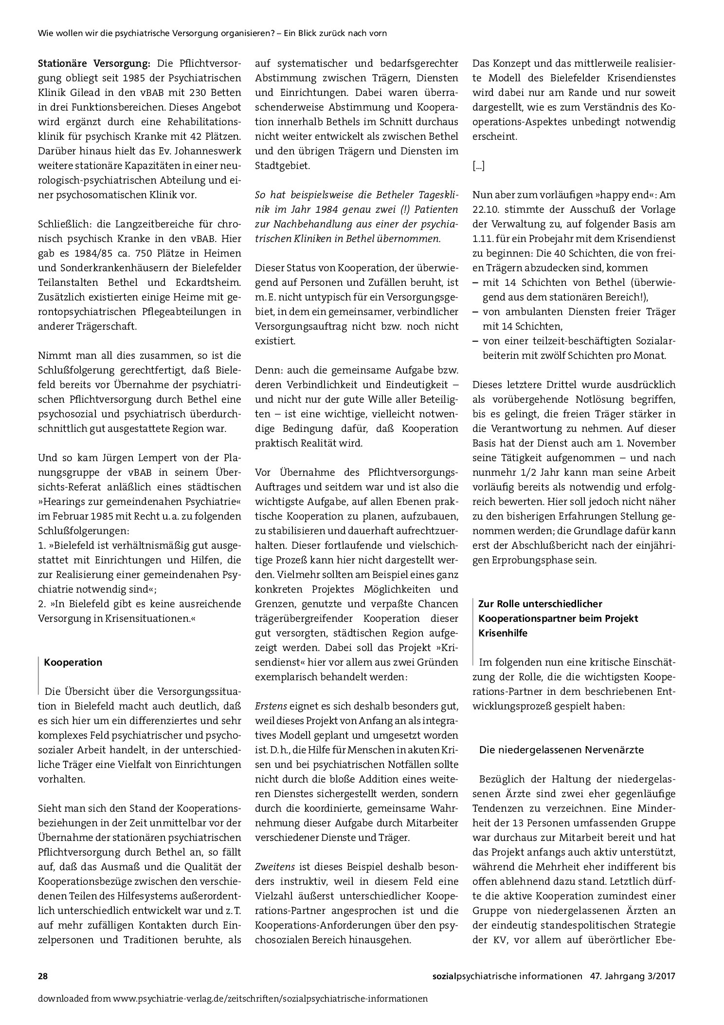 Vorschauseite 2: Die bedingte Machbarkeit von Kooperation und Koordination in der psychosozialen Versorgung einer städtischen Region – Oder: Über das geduldige Bohren dicker Bretter
