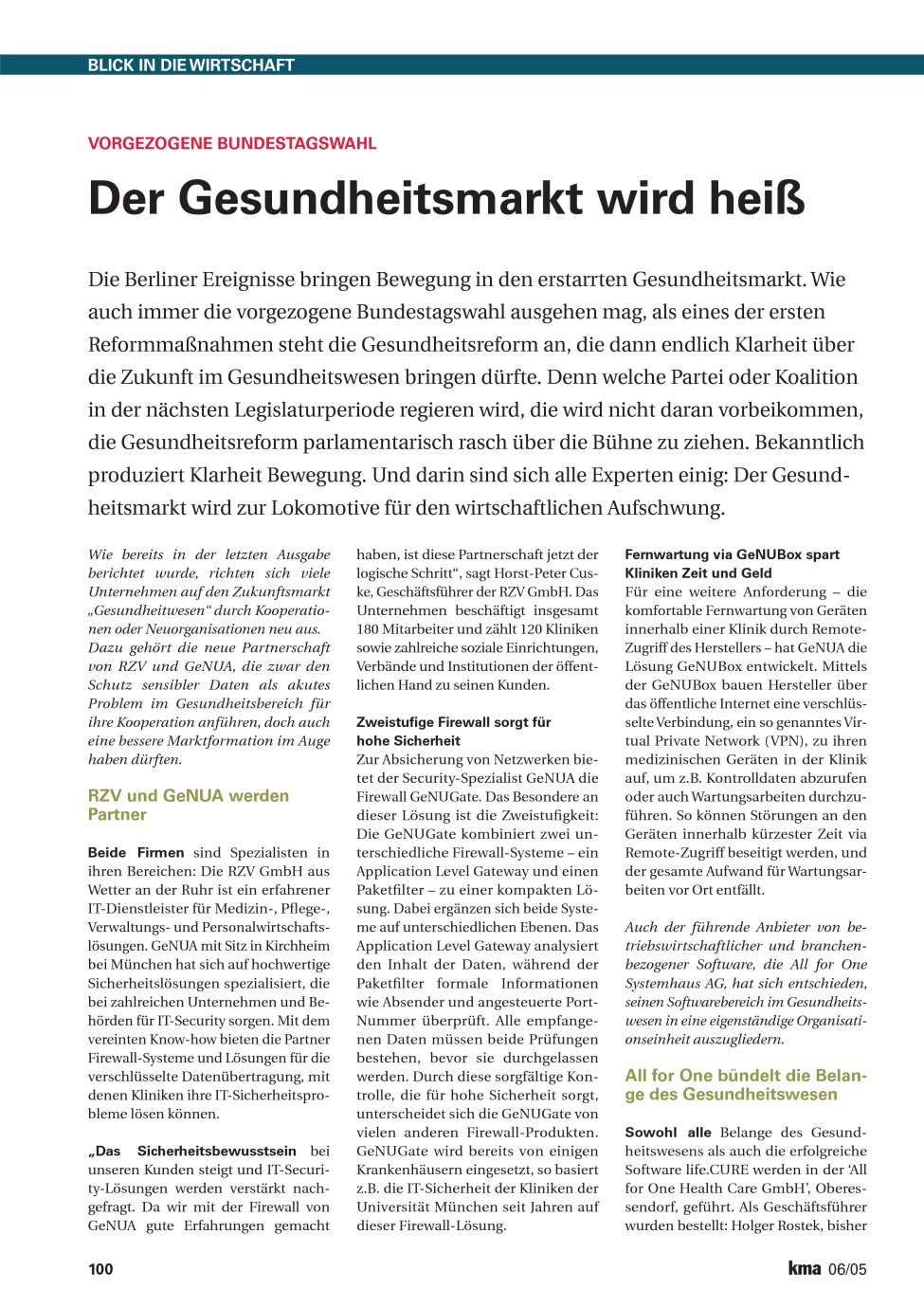 Vorschauseite 1: Der Gesundheitsmarkt wird heiß