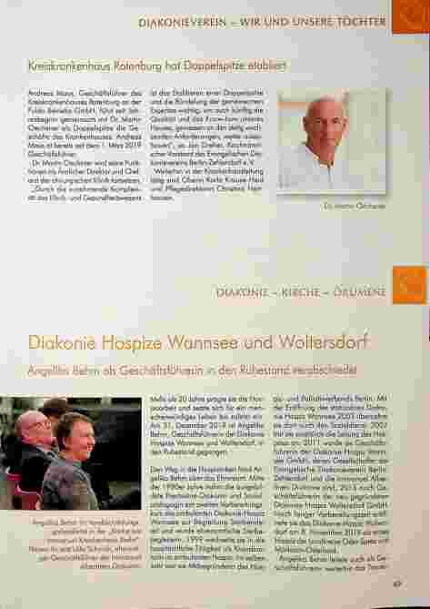 Vorschauseite 2: Diakonie Hospize Wannsee und Wollersdorf: Angelika Behm als Geschäftsführerin in den Ruhestand verabschiedet.