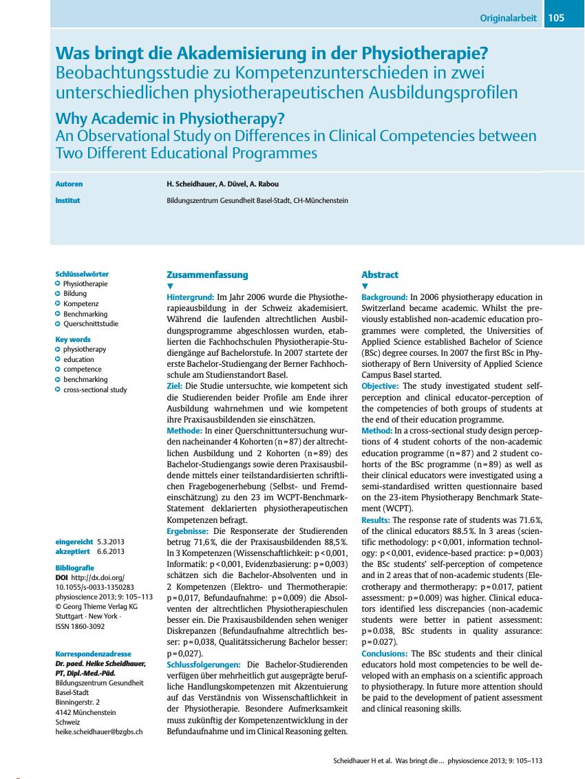 Vorschauseite 1: Was bringt die Akademisierung in der Physiotherapie?