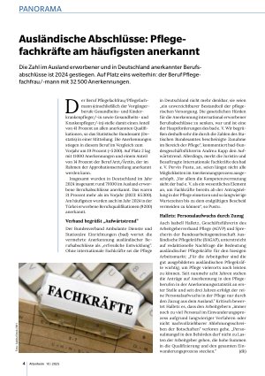 Vorschauseite 1: Ausländische Abschlüsse: Pflegefachkräfte am häufigsten anerkannt
