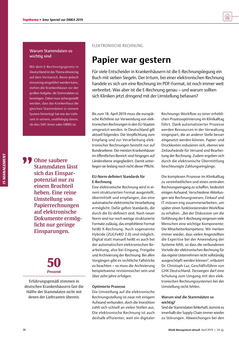 Vorschauseite 1: Elektronische Rechnung: Papier war gestern