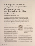 Vorschauseite 1: Zur Frage der Verhältnismäßigkeit einer generellen Wiedereinführung der sogenannten Regelanfrage im öffentlichen Dienst.
