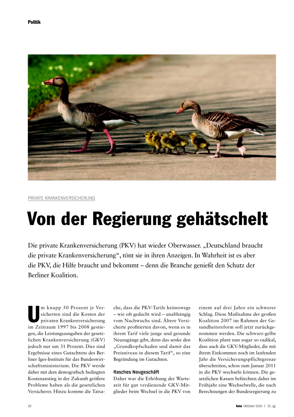 Vorschauseite 1: Von der Regierung gehätschelt