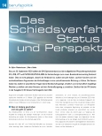 Vorschauseite 1: Das Schiedsverfahren - Status quo und Perspektiven