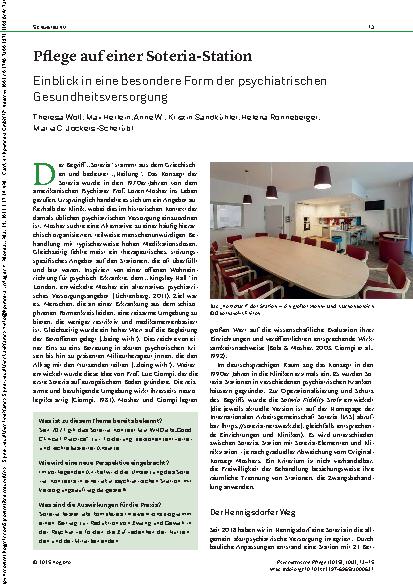 Vorschauseite 1: Pflege auf einer Soteria-Station Einblick in eine besondere Form der psychiatrischen Gesundheitsversorgung