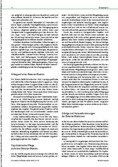 Vorschauseite 2: Pflege auf einer Soteria-Station Einblick in eine besondere Form der psychiatrischen Gesundheitsversorgung