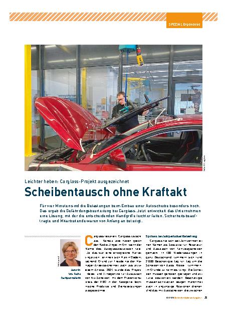 Vorschauseite 1: Leichter heben: Carglass-Projekt ausgezeichnet Scheibentausch ohne Kraftakt