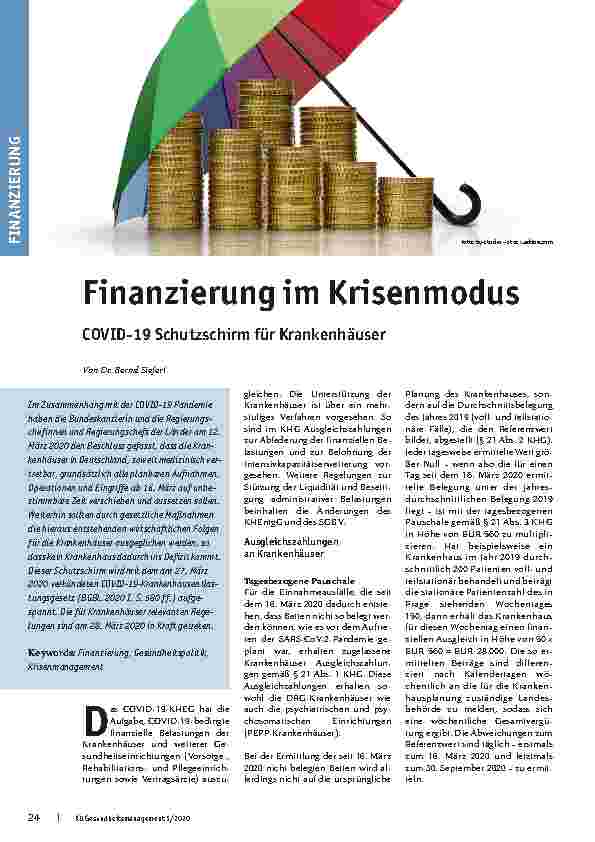 Vorschauseite 1: Finanzierung im Krisenmodus: COVID-19-Schutzschirm für Krankenhäuser