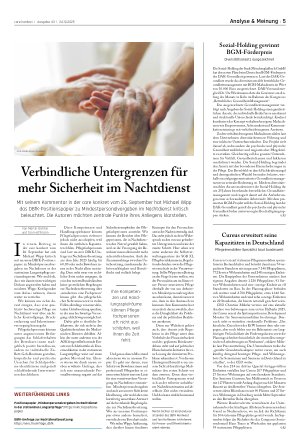 Vorschauseite 1: Verbindliche Untergrenzen für mehr Sicherheit im Nachtdienst