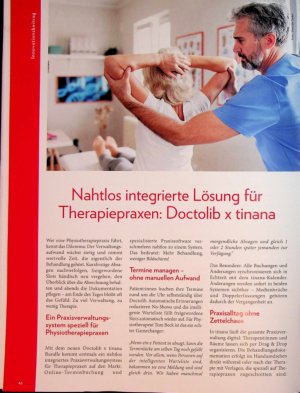 Vorschauseite 1: Nahtlos integrierte Lösung für Therapiepraxen: Doctolib x tinana