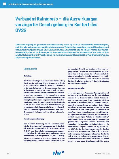 Vorschauseite 1: Verbandmittelregress – die Auswirkungen verzögerter Gesetzgebung im Kontext des GVSG