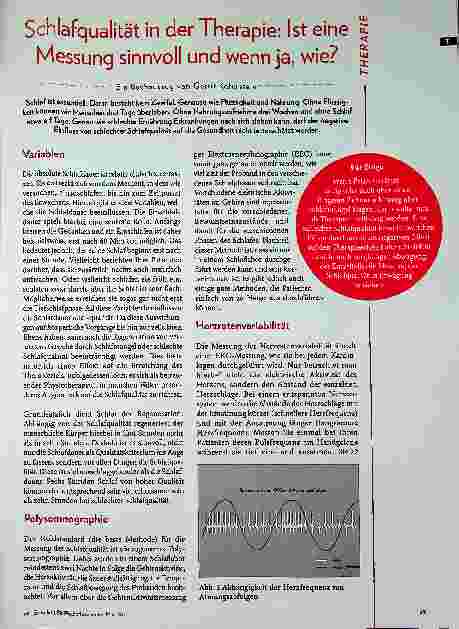 Vorschauseite 1: Schlafqualität in der Therapie: Ist eine Messung sinnvoll und wenn ja, wie?