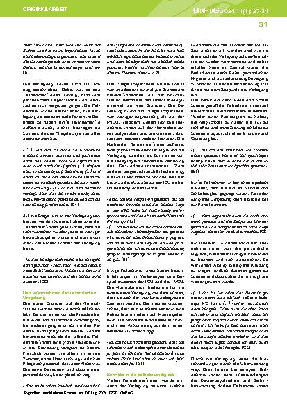Vorschauseite 5: Die Verlegung von der Intermediate Care Unit auf die Normalstation – das Erleben der Patient*innen: eine qualitative explorative Studie