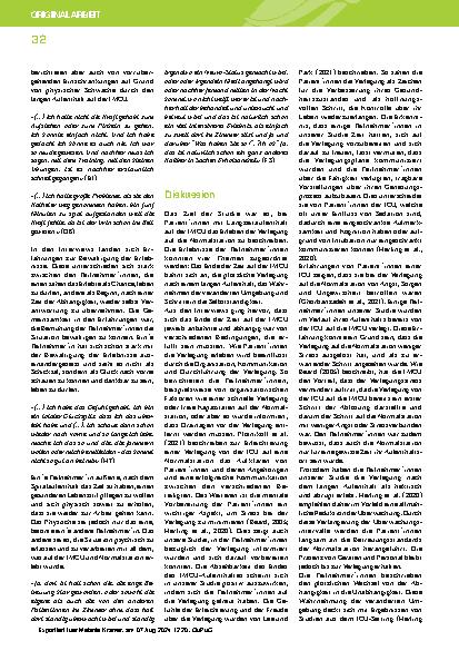 Vorschauseite 6: Die Verlegung von der Intermediate Care Unit auf die Normalstation – das Erleben der Patient*innen: eine qualitative explorative Studie