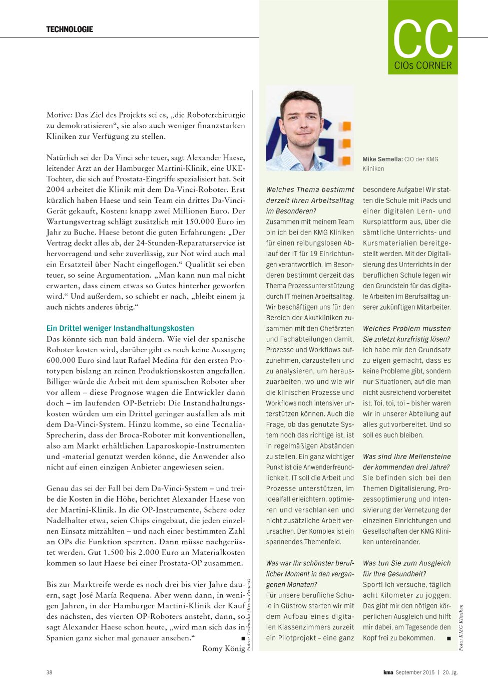 Vorschauseite 1: Mike Semella: CIO der KMG Kliniken