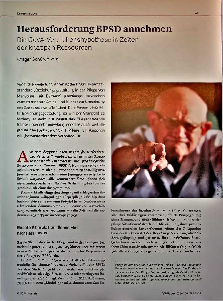 Vorschauseite 1: Herausforderung BPSD annehmen freie GeVA-Verstehenshypothese in Zeiten der knappen Ressourcen