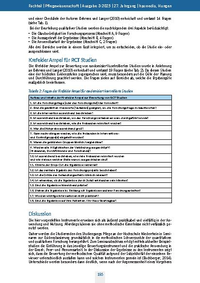 Vorschauseite 4: Bewertung qualitativer und randomisiert kontrollierter Studien mittels Krefelder Ampel