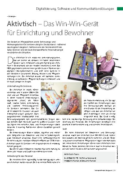 Vorschauseite 1: Aktivtisch – Das Win-Win-Gerät für Einrichtung und Bewohner