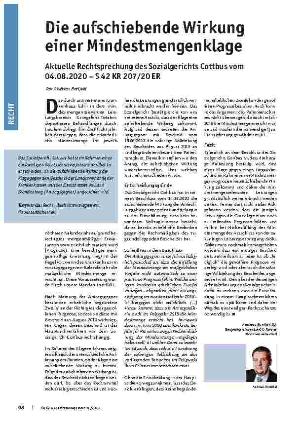 Vorschauseite 1: Die aufschiebende Wirkung einer Mindestmengenklage