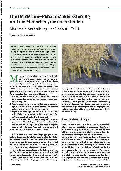 Vorschauseite 1: Die Borderline-Persönlichkeitsstörung und die Menschen, die an ihr leiden Merkmale, Verbreitung und Verlauf – Teil 1