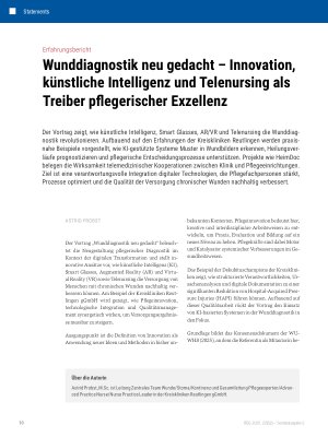 Vorschauseite 1: Wunddiagnostik neu gedacht – Innovation, künstliche Intelligenz und Telenursing als Treiber pflegerischer Exzellenz