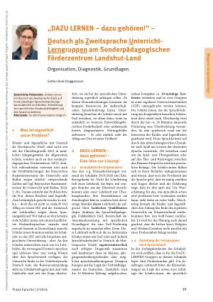 Vorschauseite 1: „DAZU LERNEN – dazu gehören! “ – Deutsch als Zweitsprache Unterricht-Lerngruppen am Sonderpädagogischen Förderzentrum Landshut-Land
