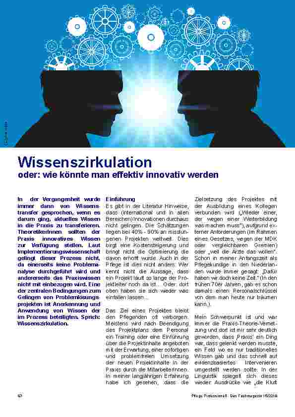 Vorschauseite 1: Wissenszirkulation oder: wie könnte man effektiv innovativ werden