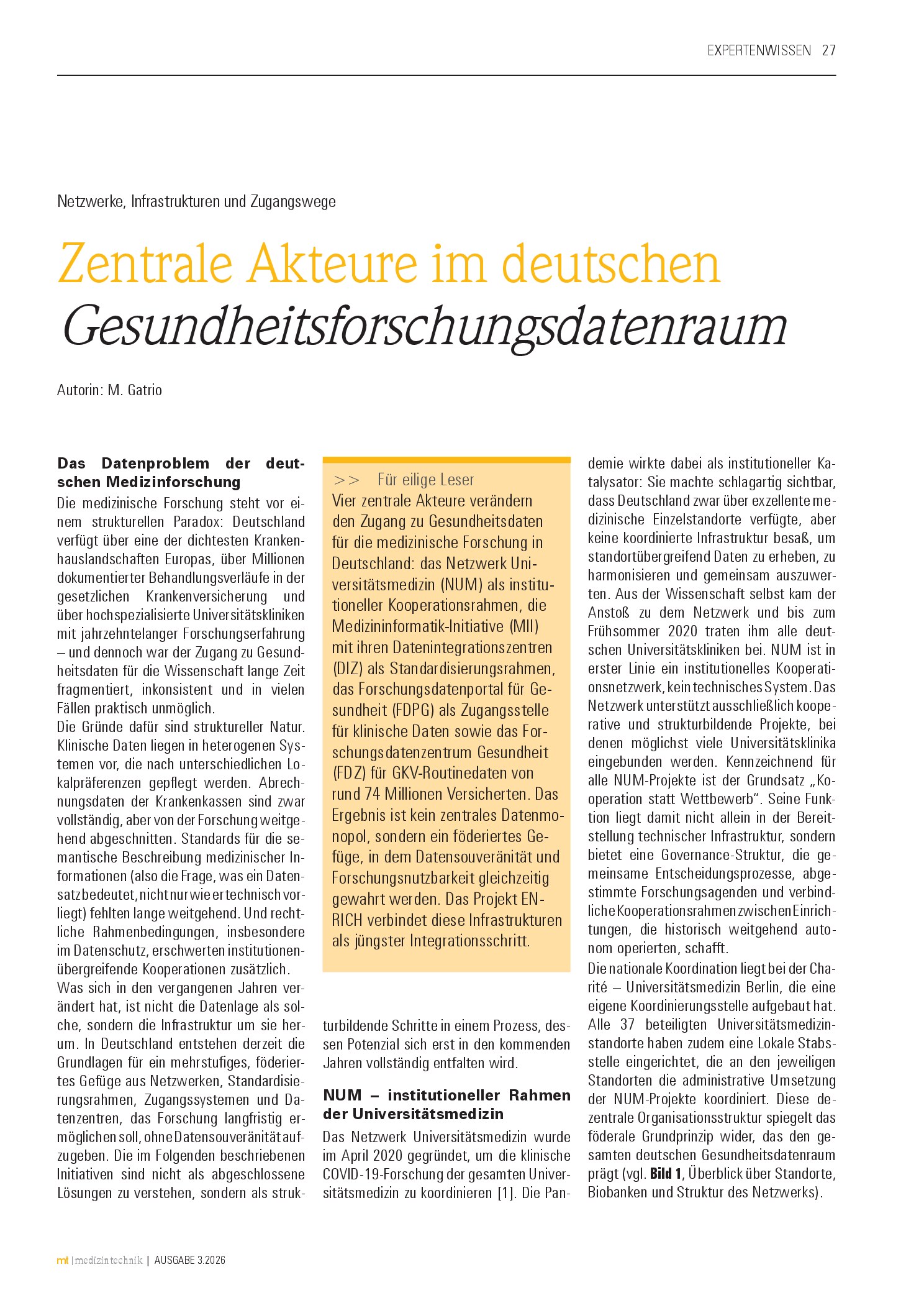 Vorschauseite 1: Zentrale Akteure im deutschen Gesundheitsforschungsdatenraum