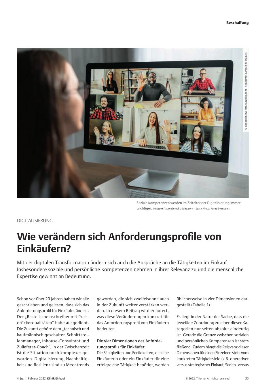 Vorschauseite 1: Digitalisierung: Wie verändern sich Anforderungsprofile von Einkäufern?