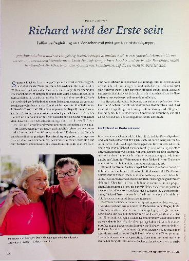 Vorschauseite 1: Richard wird der Erste sein in der palliativen Begleitung von Menschen mit geistigen Beeinträchtigungen.