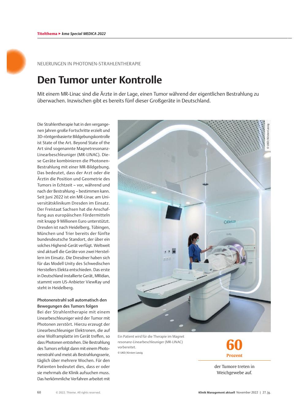 Vorschauseite 1: Neuerungen in der Photon-Strahlentherapie: Den Tumor unter Kontrolle