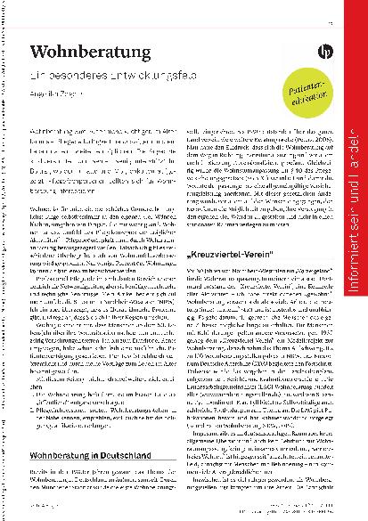 Vorschauseite 1: Wohnberatung: Ein besonderes Entwicklungsfeld