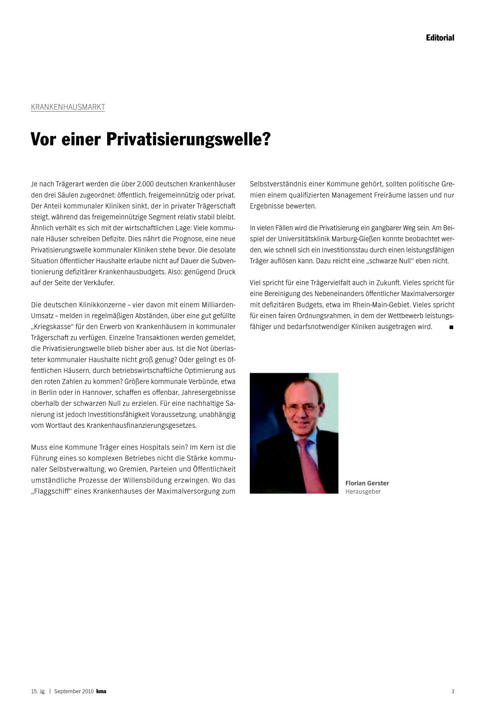 Vorschauseite 1: Vor einer Privatisierungswelle?