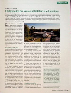 Vorschauseite 1: Erfolgsmodell der Neurorehabilitation feiert Jubiläum