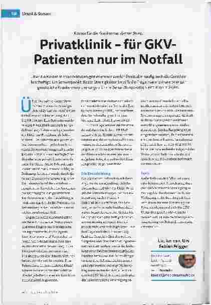 Vorschauseite 1: Privatklinik - für GKV-Patienten nur im Notfall