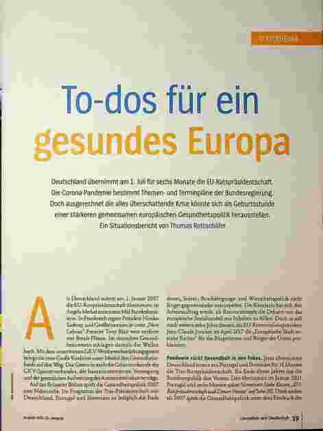 Vorschauseite 1: To-dos für ein gesundes Europa