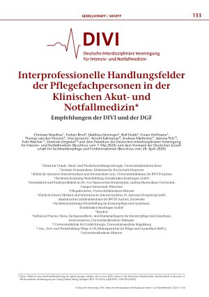 Vorschauseite 1: Interprofessionelle Handlungsfelder der Pflegefachpersonen in der Klinischen Akutund Notfallmedizin*