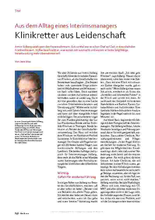Vorschauseite 1: Aus dem Alltag eines Interimsmanagers: Klinikretter aus Leidenschaft