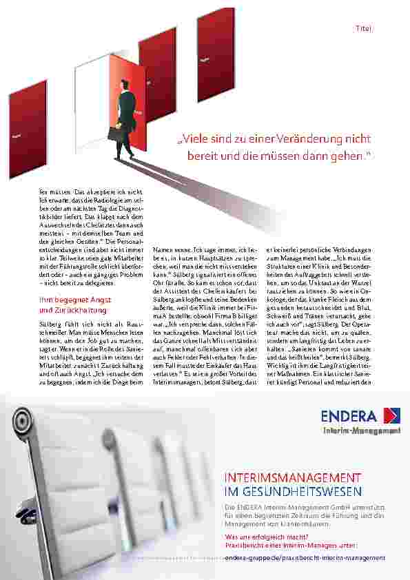 Vorschauseite 2: Aus dem Alltag eines Interimsmanagers: Klinikretter aus Leidenschaft