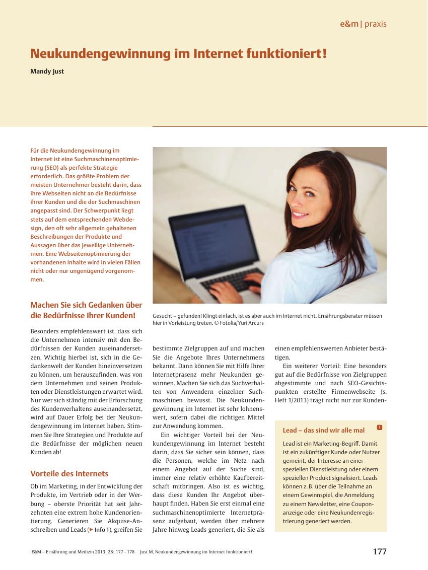 Vorschauseite 1: Neukundengewinnung im Internet funktioniert!