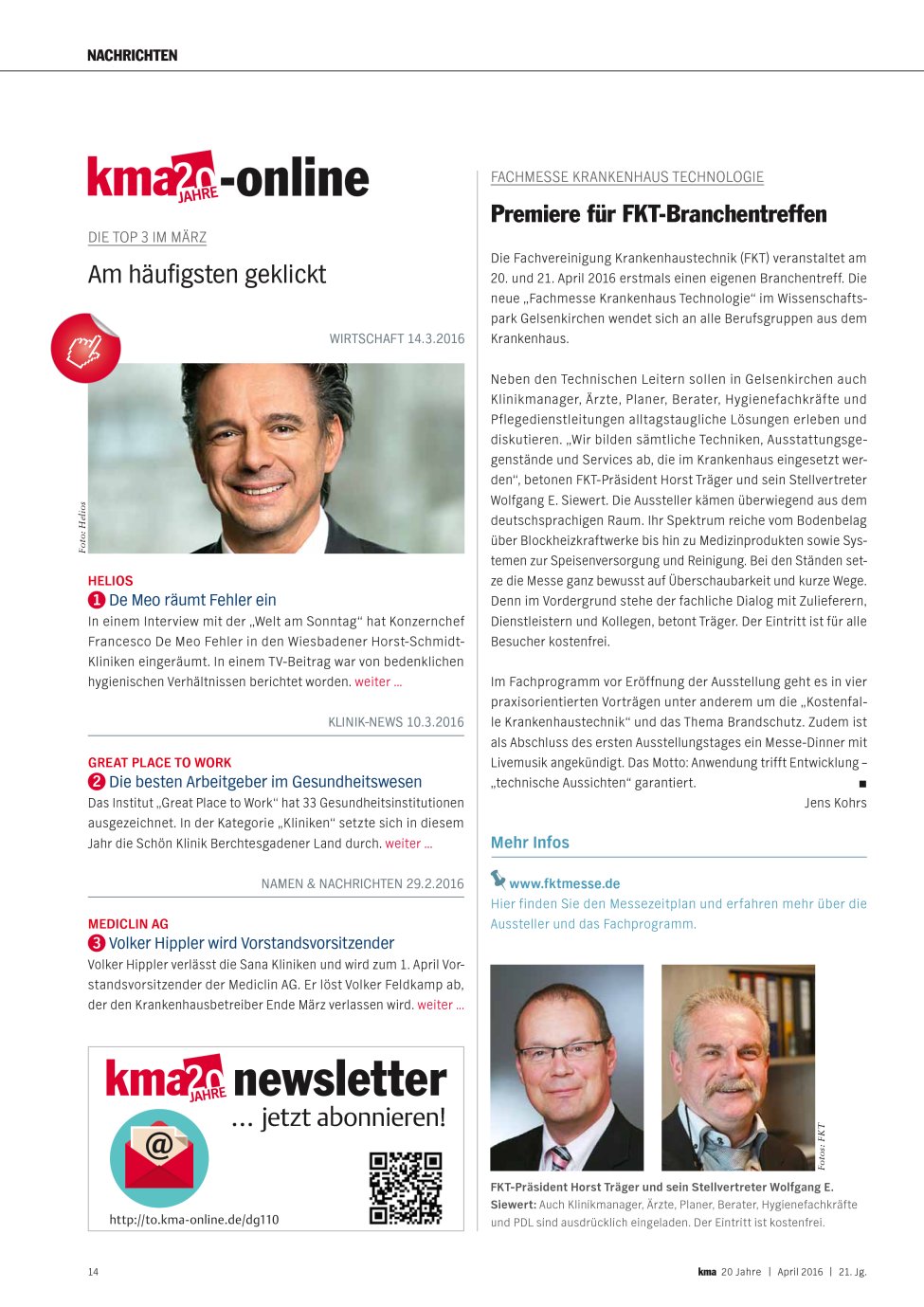 Vorschauseite 1: Premiere für FKT-Branchentreffen