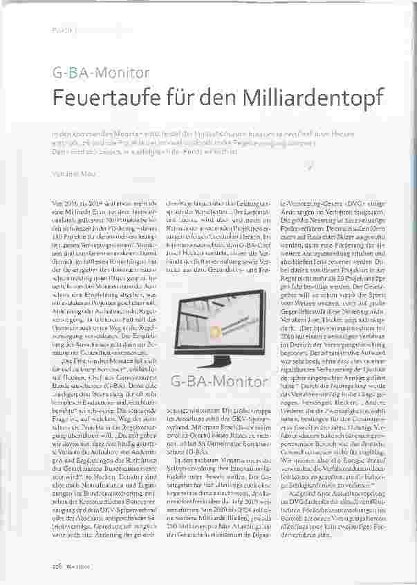 Vorschauseite 1: G-BA-Monitor Feuertaufe für den Milliardentopf