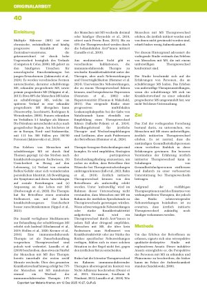 Vorschauseite 2: Unfreiwillige Therapiewechsel bei Multipler Sklerose: Die Sicht der Patient*innen. Eine qualitativ-deskriptive Studie
