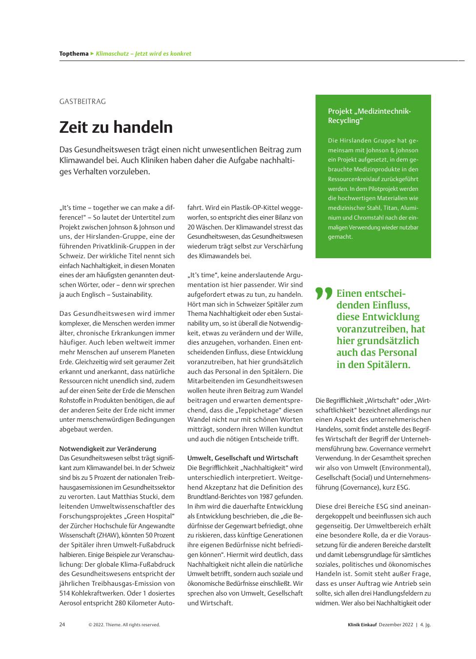 Vorschauseite 1: Gastbeitrag: Zeit zu handeln