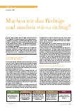Vorschauseite 1: Machen wir das Richtige und machen wir es richtig?
