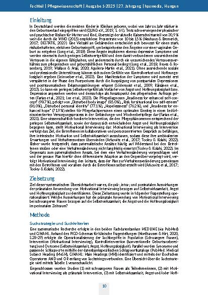 Vorschauseite 2: Auswirkungen von Motivational Interviewing bei Schwangeren auf Selbstwirksamkeit, Angst und Hoffnungslosigkeit Systematischer Literaturreview