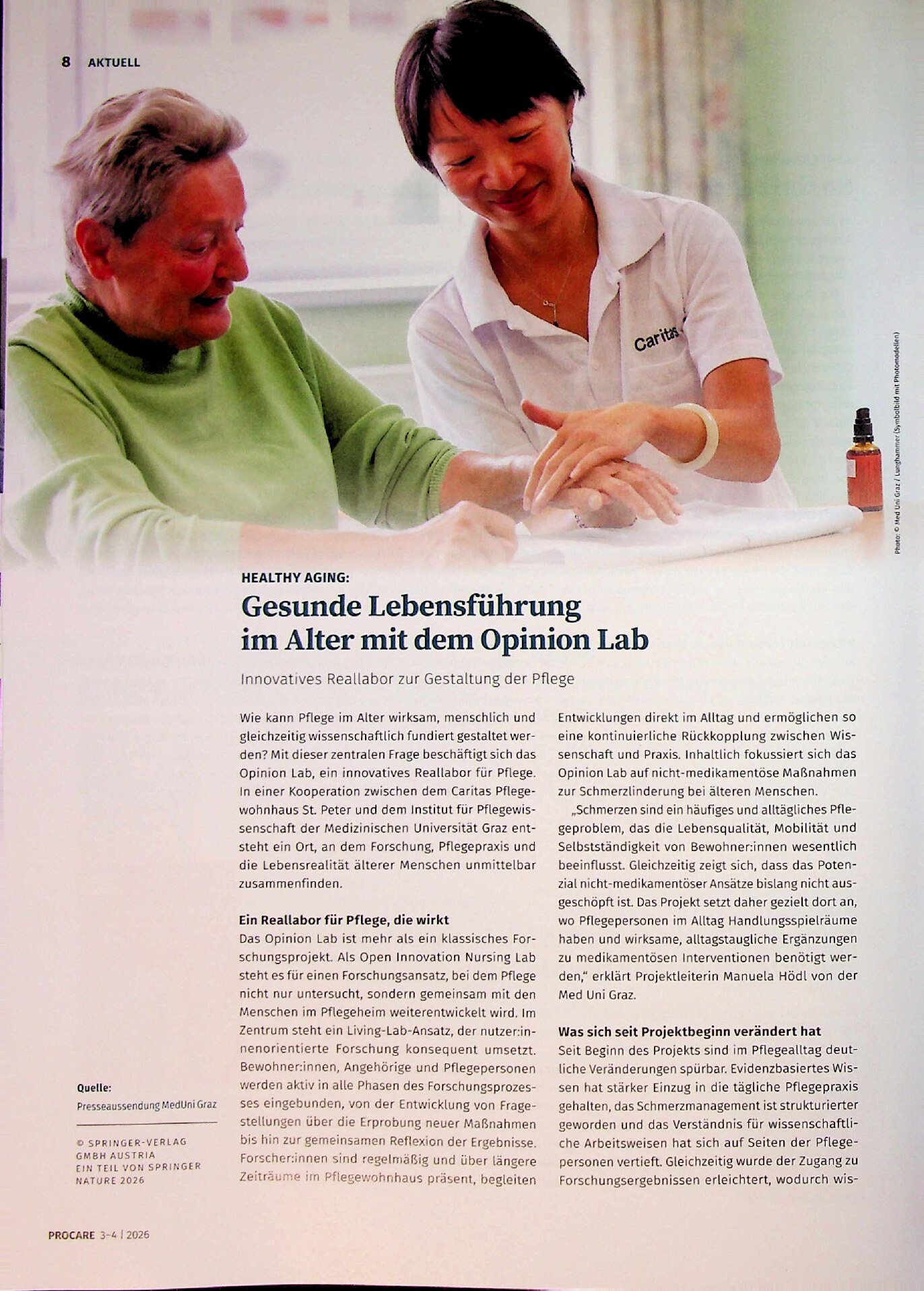 Vorschauseite 1: Gesunde Lebensführung im Alter mit dem Opinion Lab – Innovatives Reallabor zur Gestaltung der Pflege