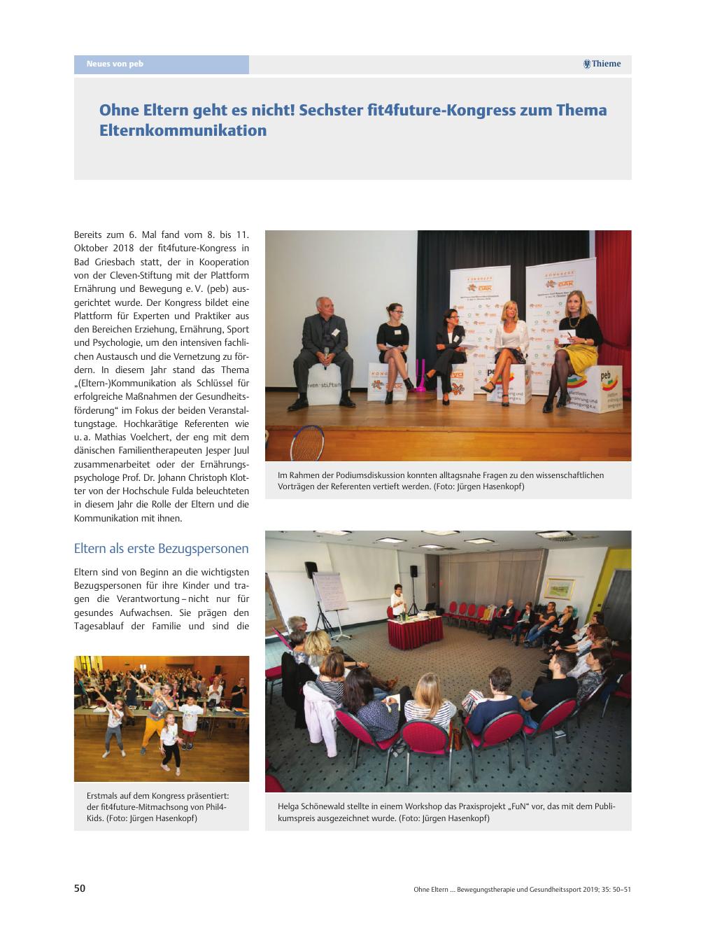 Vorschauseite 1: Ohne Eltern geht es nicht! Sechster fit4future-Kongress zum Thema Elternkommunikation